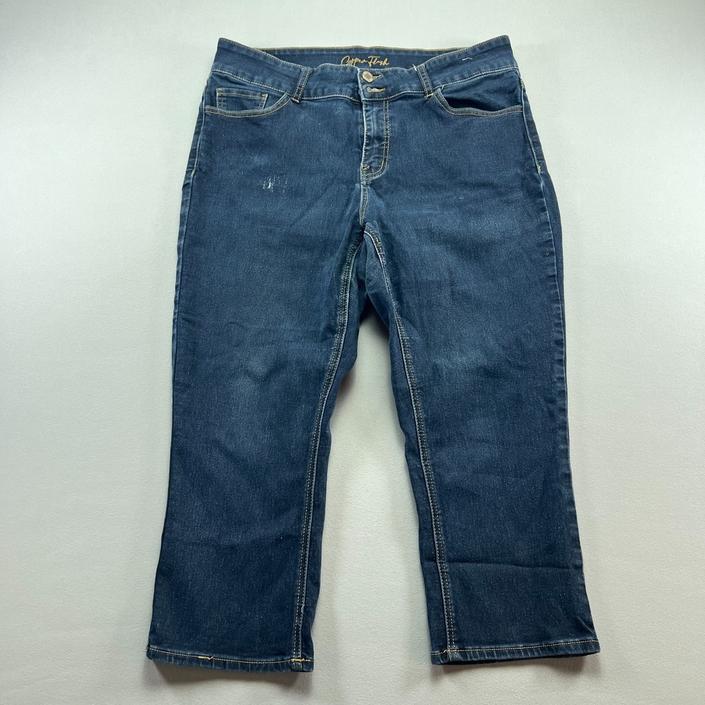 Copperflash Capri Jeans Womens 14W Blue Denim Curvy Fit Cotton High Rise Stretch